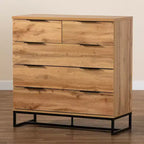 Cassettiera Baxton Studio Franklin in Legno e Metallo a 5 Cassetti Rovere/Nero: Mobile Salvaspazio Verticale, Design Moderno
