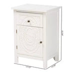 Lambert Wood 1 Drawer Nightstand White - Baxton Studio: Traditional Storage with Antique Finish, Metallic Silver Hardware
