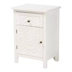 Lambert Wood 1 Drawer Nightstand White - Baxton Studio: Traditional Storage with Antique Finish, Metallic Silver Hardware