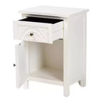 Lambert Wood 1 Drawer Nightstand White - Baxton Studio: Traditional Storage with Antique Finish, Metallic Silver Hardware