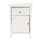 Lambert Wood 1 Drawer Nightstand White - Baxton Studio: Traditional Storage with Antique Finish, Metallic Silver Hardware