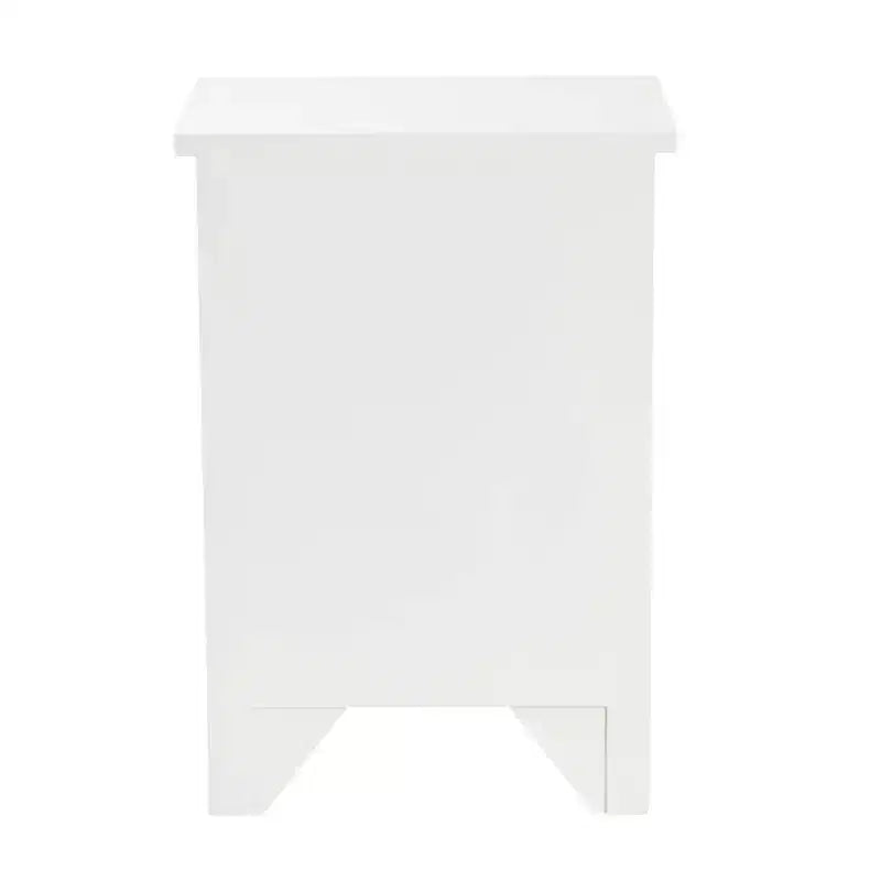 Lambert Wood 1 Drawer Nightstand White - Baxton Studio: Traditional Storage with Antique Finish, Metallic Silver Hardware