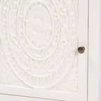 Lambert Wood 1 Drawer Nightstand White - Baxton Studio: Traditional Storage with Antique Finish, Metallic Silver Hardware