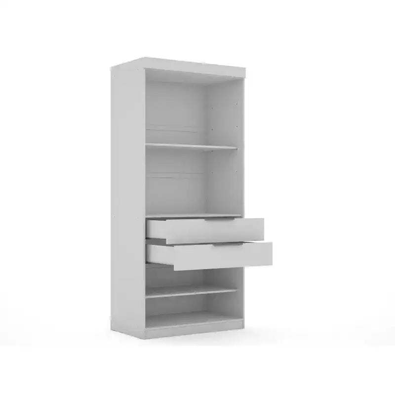 Set di 3 Mobili Mulberry Aperti a 3 Sezioni Bianchi - Manhattan Comfort: Composito in MDF, 12 Ripiani, 6 Cassetti