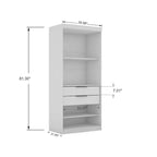 Set di 3 Mobili Mulberry Aperti a 3 Sezioni Bianchi - Manhattan Comfort: Composito in MDF, 12 Ripiani, 6 Cassetti