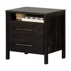 Gravity 2 Drawer Nightstand Rubbed Black - South Shore