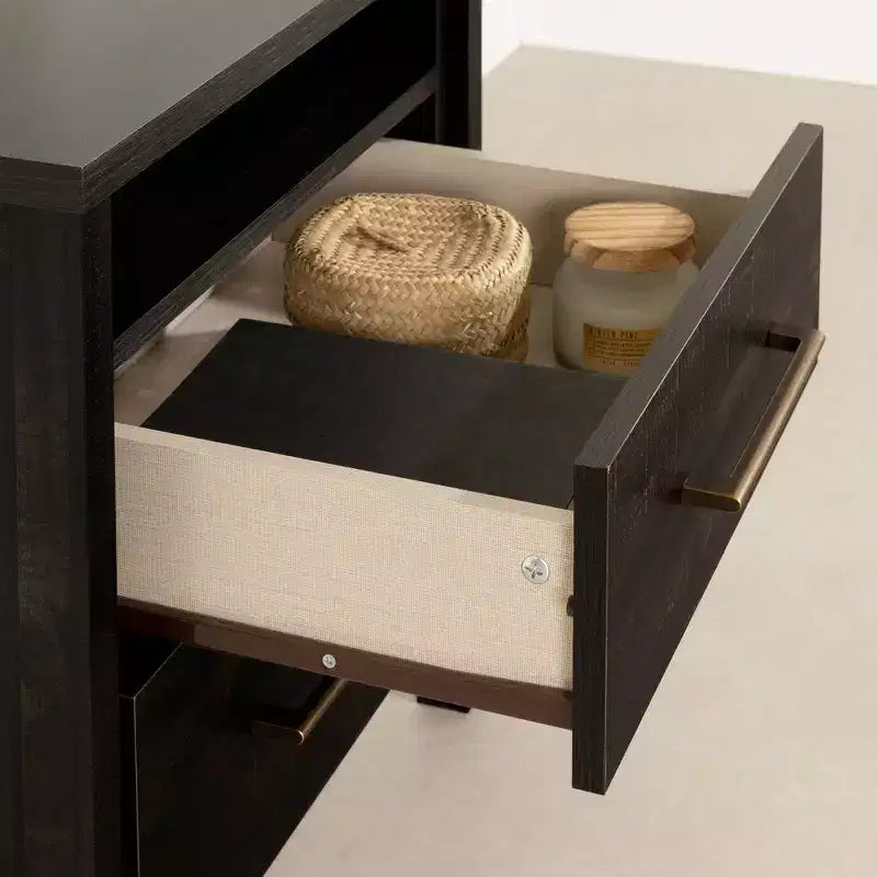 Gravity 2 Drawer Nightstand Rubbed Black - South Shore
