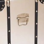 Dilan Comodino a 3 cassetti in metallo crema chiaro/nero - Baxton Studio: Comodino contenitore stile vintage