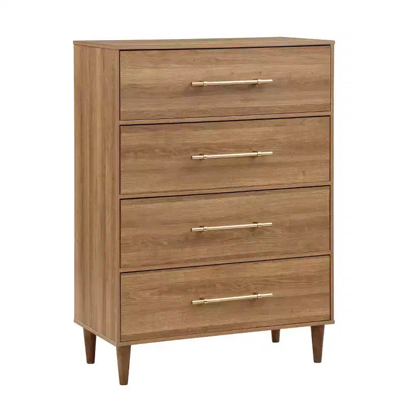 HOMES: Inside + Out Comò a 4 cassetti Esigne Mid-Century, Quercia Chiaro