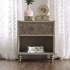 HOMES: Inside + Out Del Grande USB Outlet Nightstand Antique White/Beige