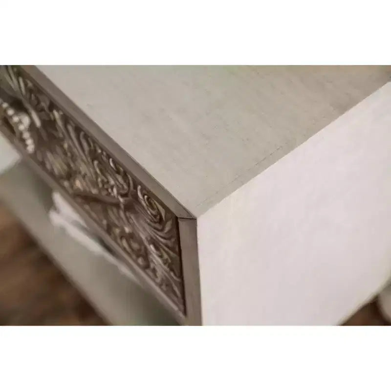 HOMES: Inside + Out Del Grande USB Outlet Nightstand Antique White/Beige