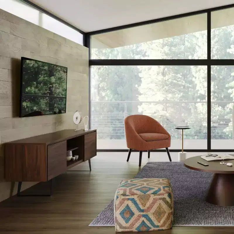 Mitchell TV Stand: Sturdy Metal Legs, Media Storage, Cord Management - WyndenHall