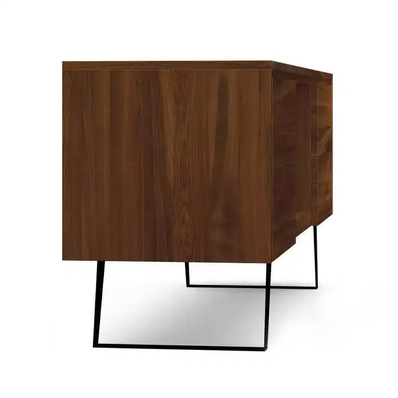 Mitchell TV Stand: Sturdy Metal Legs, Media Storage, Cord Management - WyndenHall