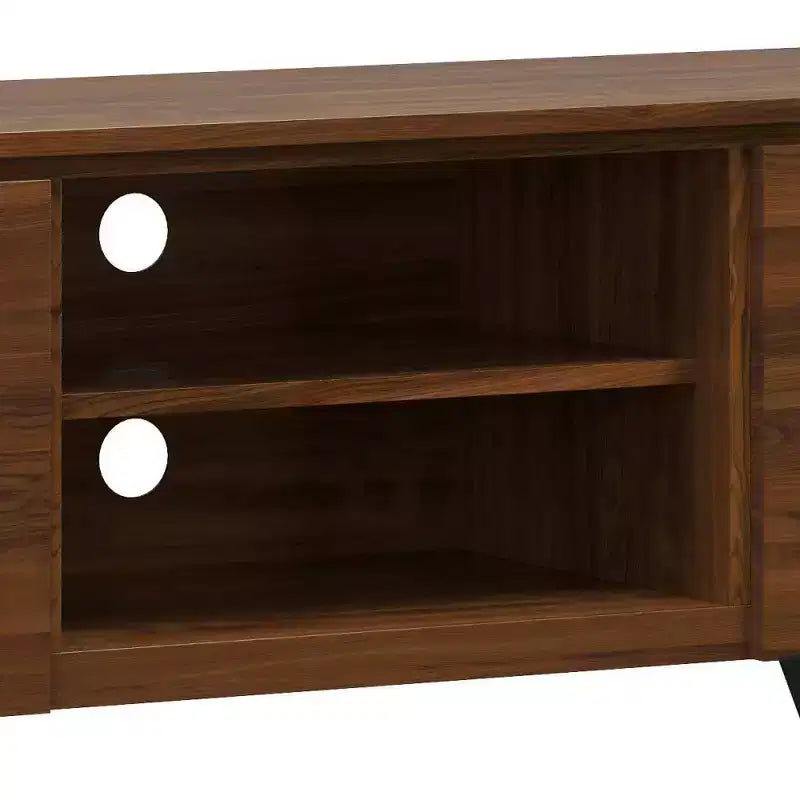 Mitchell TV Stand: Sturdy Metal Legs, Media Storage, Cord Management - WyndenHall