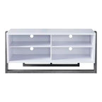 Small Etteridge Shelf TV Stand for TVs up to 56" Gray - miBasics: Transitional Style, Two-Tone Finish, Open & Adjustable Shelves