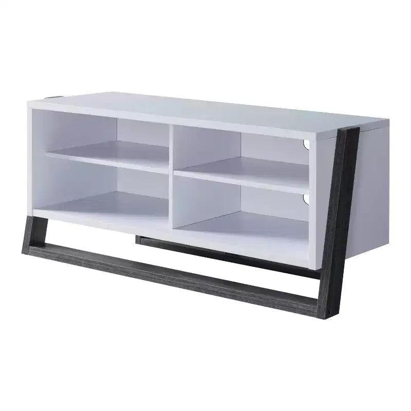 Mobile porta TV basso Etteridge per TV fino a 56" grigio - miBasics: stile transizionale, finitura bicolore, ripiani aperti e regolabili