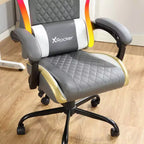 X Rocker Sedia Gaming per PC Ergonomica con LED RGB, Comfort Extra, Grigio/Bianco/Oro