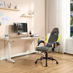 X Rocker Sedia Gaming per PC Ergonomica con LED RGB, Comfort Extra, Grigio/Bianco/Oro