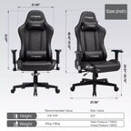 Sedia da gaming GTRACING con altoparlanti Bluetooth, schienale alto, sedia da ufficio in PU, nera