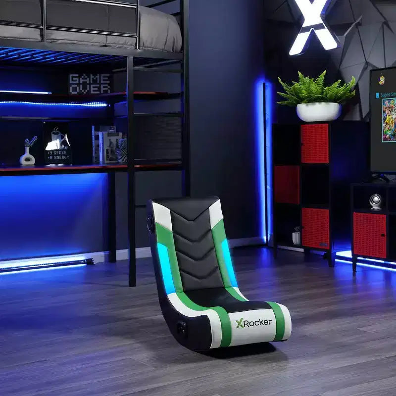 X Rocker Horizon Sedia da Gaming a Dondolo con Audio LED RGB Verde/Nero/Bianco