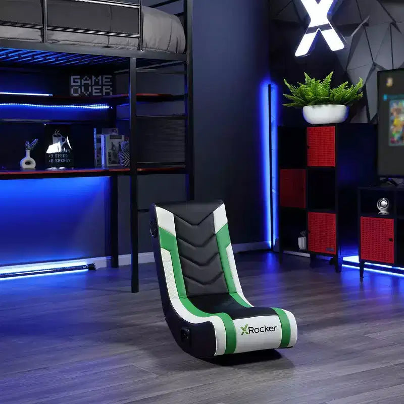 X Rocker Horizon Sedia da Gaming a Dondolo con Audio LED RGB Verde/Nero/Bianco