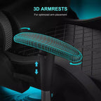 Sedia da gaming GTPLAYER con altoparlanti Bluetooth e poggiapiedi, sedia da ufficio con schienale alto, colore nero