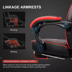 Sedia da Gaming LUCKRACER con Poggiapiedi, Sedia da Ufficio Ergonomica con Schienale Alto, Scrivania da Computer, Rosso