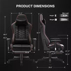 Sedia da gaming GTPLAYER con altoparlanti Bluetooth e poggiapiedi, sedia da ufficio con schienale alto, rossa