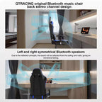 Sedia da gaming GTRACING con altoparlanti Bluetooth, sedia da ufficio in PU con schienale alto, colore blu