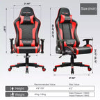 Sedia da gaming GTRACING con altoparlanti Bluetooth, sedia da ufficio con schienale alto in PU, rossa