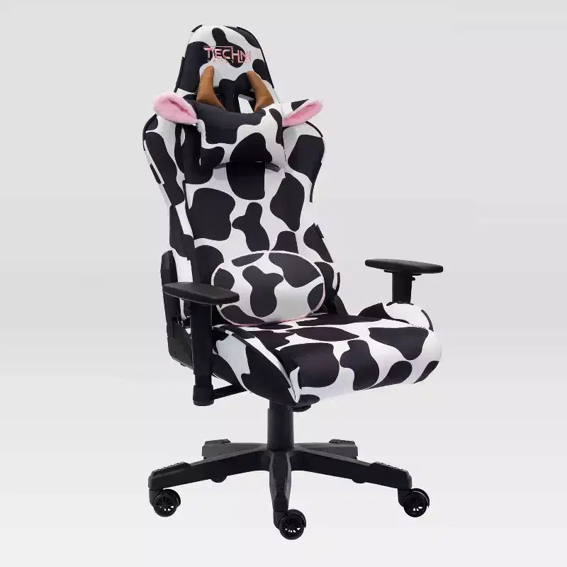 Ts85 Sedia Gaming Serie Lusso Stampa Mucca - Techni Sport: Rivestimento in Velluto, Memory Foam, Regolabile
