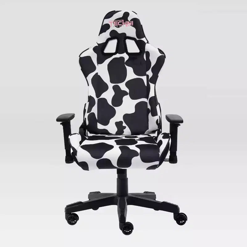 Ts85 Sedia Gaming Serie Lusso Stampa Mucca - Techni Sport: Rivestimento in Velluto, Memory Foam, Regolabile