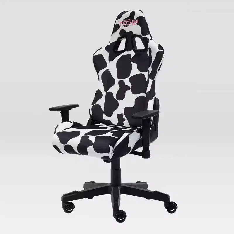 Ts85 Sedia Gaming Serie Lusso Stampa Mucca - Techni Sport: Rivestimento in Velluto, Memory Foam, Regolabile