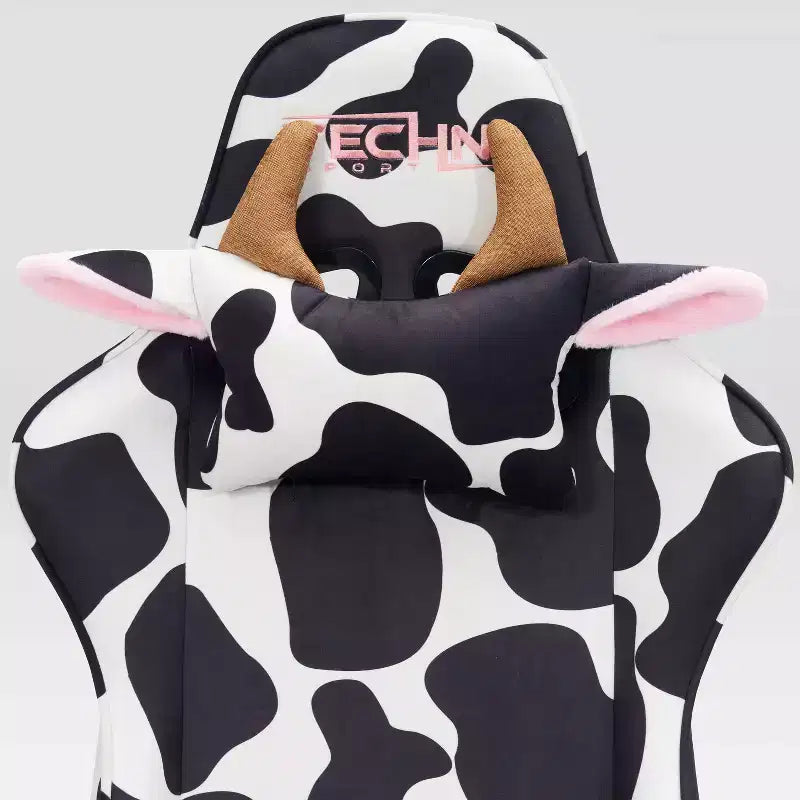 Ts85 Sedia Gaming Serie Lusso Stampa Mucca - Techni Sport: Rivestimento in Velluto, Memory Foam, Regolabile