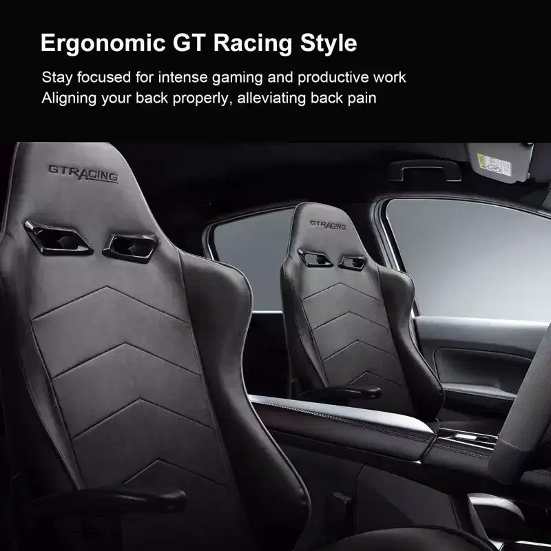 Sedia da gaming GTRACING con poggiapiedi, sedia da ufficio ergonomica reclinabile con supporto lombare, grigia