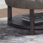 Julla Round Button Tufted Storage Ottoman Antique Washed Gray/Light Gray - HOMES: Inside + Out