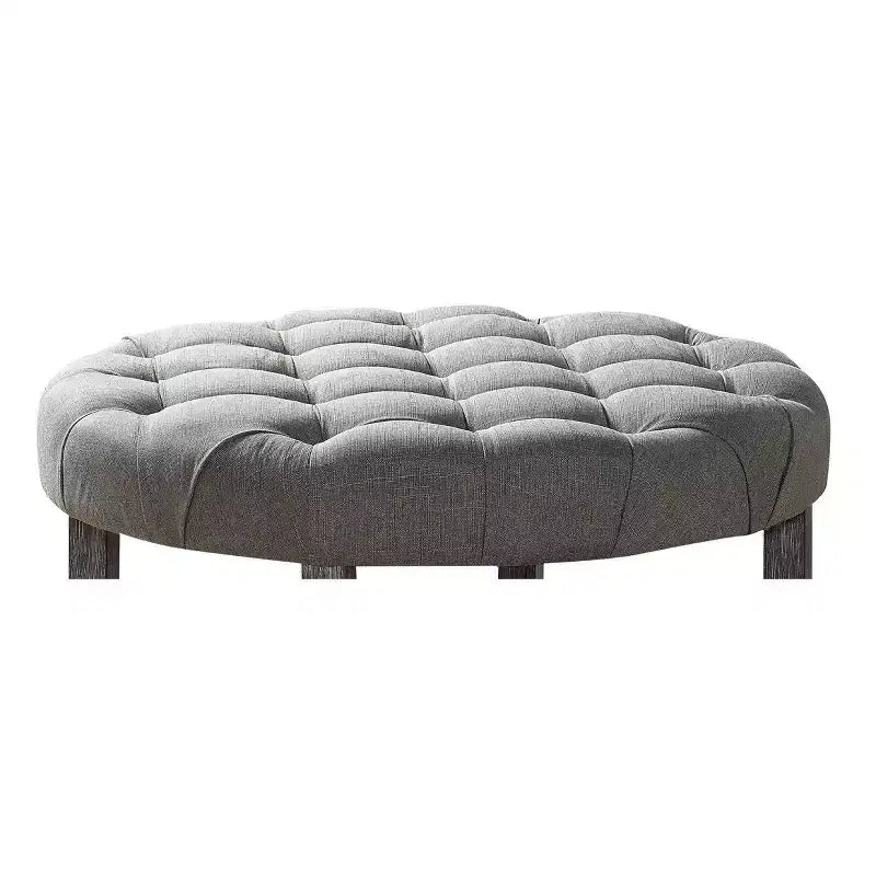 Julla Round Button Tufted Storage Ottoman Antique Washed Gray/Light Gray - HOMES: Inside + Out