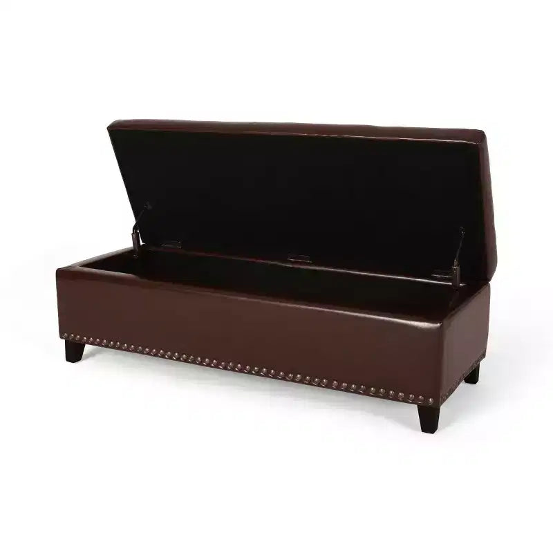 Gavin Pouf Contenitore in Similpelle Marrone - Christopher Knight Home