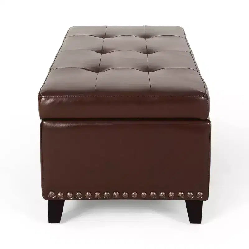 Gavin Pouf Contenitore in Similpelle Marrone - Christopher Knight Home