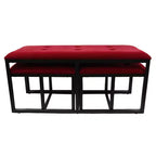 Tufted Metal Bench with 2 Seating Red - Ore International