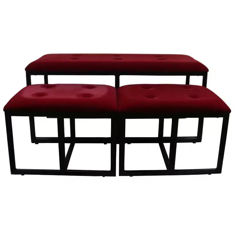 Tufted Metal Bench with 2 Seating Red - Ore International