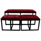 Tufted Metal Bench with 2 Seating Red - Ore International