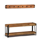 48" Ryegate Live Edge Wood Bench with Coat Hooks Set - Alaterre Furniture: Industrial Metal Frame, 2-Piece Entryway