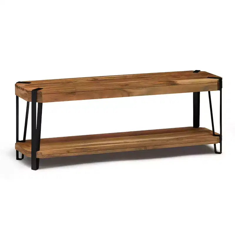 48" Ryegate Live Edge Wood Bench with Coat Hooks Set - Alaterre Furniture: Industrial Metal Frame, 2-Piece Entryway