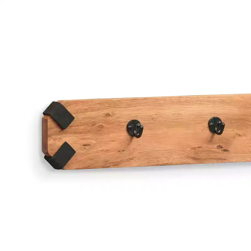 48" Ryegate Live Edge Wood Bench with Coat Hooks Set - Alaterre Furniture: Industrial Metal Frame, 2-Piece Entryway