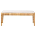Panca Sofia in Rattan e Legno di Mogano Bianco/Marrone Naturale - Baxton Studio: Fatta a Mano, Nessun Montaggio Richiesto