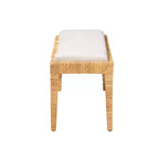 Panca Sofia in Rattan e Legno di Mogano Bianco/Marrone Naturale - Baxton Studio: Fatta a Mano, Nessun Montaggio Richiesto