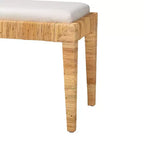 Panca Sofia in Rattan e Legno di Mogano Bianco/Marrone Naturale - Baxton Studio: Fatta a Mano, Nessun Montaggio Richiesto