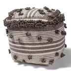 Pouf ottomano Eligah in lana intrecciata a mano, stile marocchino, avorio/marrone - Baxton Studio