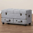 Flynn Baule Ottomana con 2 Cassetti in Tessuto Grigio/Nero - Baxton Studio